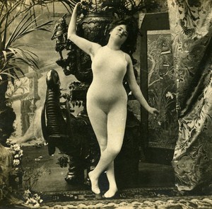Woman Artistic Study Half Nude Risque Old Photo Stereo SIP 1900