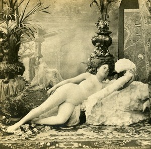 Woman Artistic Study Half Nude Risque Old Photo Stereo SIP 1900