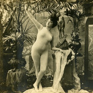 Woman Artistic Study Half Nude Risque Old Photo Stereo SIP 1900