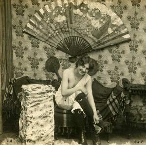 Woman Artistic Study Half Nude Risque Old Photo Stereo SIP 1900