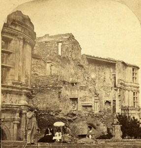 Grignan Castle Man Looking Stereo France Old Stereo Photo Furne & Tournier 1858