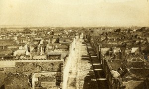 Wall Panorama Pompeii Italy Old CDV Photo Sommer 1870