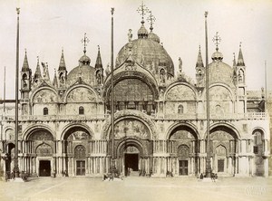 San Marco Cathedral Facade Venice Italy Old Photo Brusa ca 1880