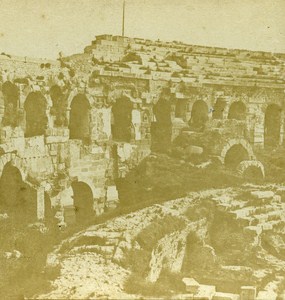 Nimes Bullring Arena Facade France Old Stereo Photo ca 1860