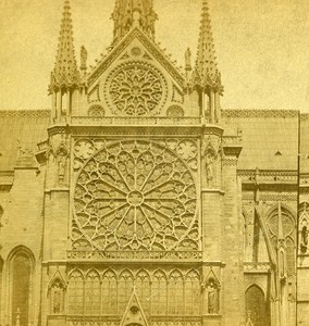 Paris Notre Dame Church France Old Stereo Photo 1870