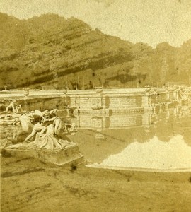 Versailles Castle Fountain of Neptune France Old Stereo Photo 1870