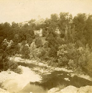 Fier River & Montrottier Castle France Old Stereo Photo 1900