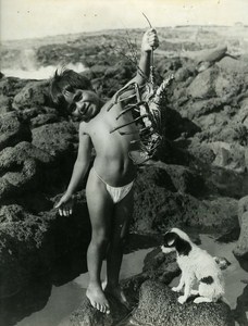 The Lobster Portrait Easter Island Rapa Nui Orongo Old Maziere Photo 1960