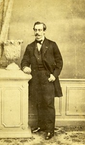 Man Costume Fashion Moustache Paris France Old CDV Photo Alexandre ca 1870