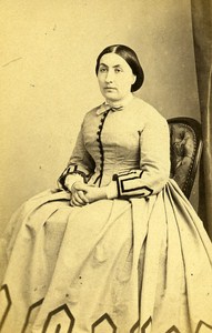 Woman Costume Fashion Paris France Old CDV Photo Chanony Debas & Maury ca 1870