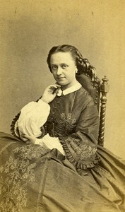 Woman Costume Fashion Brussels Belgium Old CDV Photo Geruzet ca 1870