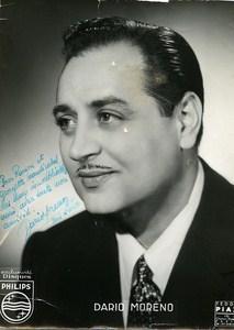French Artist Dario Moreno Movie Singer Old Photo Teddy Piaz Autographed ca 1950