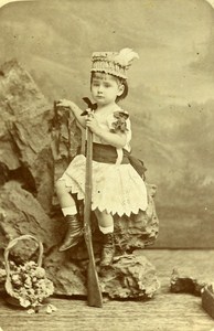 Young GIrl Portrait Fashion Paris France Old Photo CC Liebert ca 1870