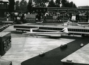 Miniature Airport Airplane France Old Photo Castillon du Perron 1970