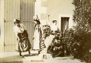 Family Party Fancy Disguise Montbrison France Old Snapshot Photo 1890