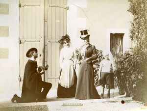 Family Party Fancy Disguise Montbrison France Old Snapshot Photo 1890