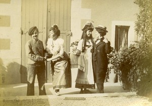 Family Party Fancy Disguise Montbrison France Old Snapshot Photo 1890