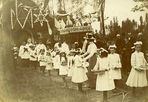 Corpus Christi Procession France Monce en Belin Old Snapshot Photo 1911