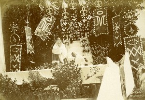 Corpus Christi Procession France Monce en Belin Old Snapshot Photo 1911