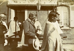 Corpus Christi Procession France Monce en Belin Old Snapshot Photo 1911