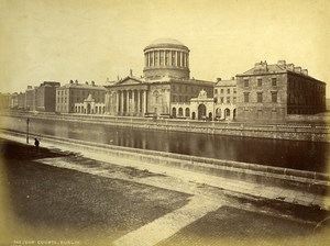 Ireland Eire Dublin Four Courts Liffey River Old Albumen Photo 1875