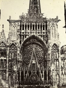 France Rouen Cathedral Coronation of the Central Gate Old Photo Bisson 1857