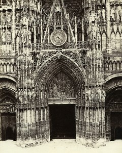 France Rouen Cathedral Portal Main Gate Central Old Photo Bisson 1857