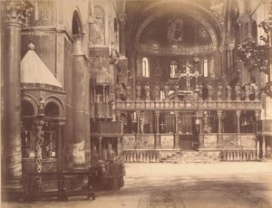 Italy Venice Interior of St Mark Basilica Old Large Photo Carlo Naya 1865