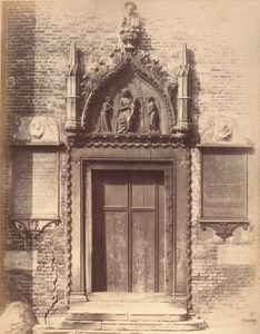 Italy Venice Door of Dei Frari Church Old Large Photo Carlo Naya 1865