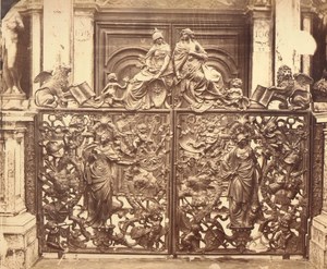 Italy Venice Bronze Door of Loggia Old Large Photo Carlo Naya 1865