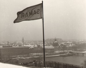France Paris Impression Study Seine Winter Scene Samar flag old large Photo 1966