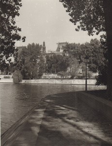 France Paris Impression Etude La Seine ancienne grande Photo 1966