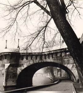 France Paris Impression Study Pont Neuf Pont des Arts old large Photo 1966