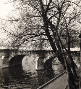 France Paris Impression Study Pont Neuf Seine River old large Photo 1966