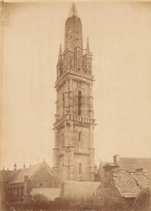 France Lampaul Guimiliau Bell Tower old large Photo Mieusement 1885
