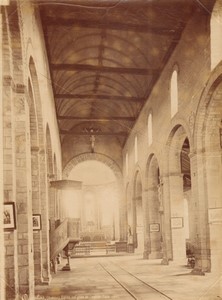 France Daoulas Notre Dame Abbey Church Nave old large Photo Mieusement 1884