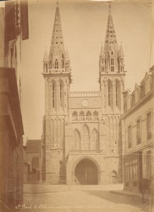 France Saint Pol de Leon Cathedral façade old large Photo Mieusement 1883 #1