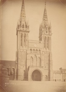 France Saint Pol de Leon Cathedral façade old large Photo Mieusement 1884 #2