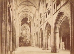 France Saint Pol de Leon Cathedral Nave old large Photo Mieusement 1884