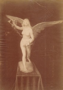 France Museum Nude Winged Woman Statue old large Photo 1885