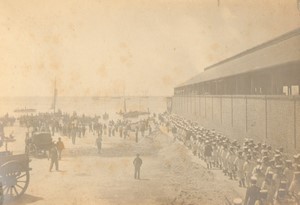 Argentina Buenos Aires Harbour Sailors in line old Photo 1900