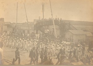Argentina Buenos Aires Harbour Sailors marching Cusenier old Photo 1900