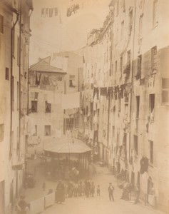 Italy Genoa Truogoli di Santa Brigida washing lines laundry Old Photo 1880