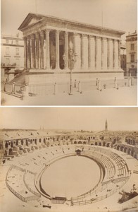 France Nîmes Amphitheatre Arena & Maison Carrée Old Photos Neurdein 1880