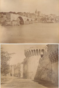France Avignon Bridge & Ramparts Old Photos Gilletta & Neurdein 1880