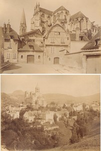 France Auxerre eglise St Germain & Saint Nectaire panorama anciennes Photos Neurdein 1880