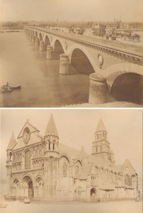 France Bordeaux pont & Poitiers eglise Notre Dame anciennes Photos Neurdein 1880