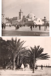 Algeria Alger Mosquée El Djedid & Promenade 2 old Photos Leroux 1900