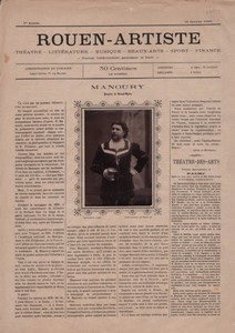 France  Journal Rouen Artiste Opera Baryton Manoury Ancienne Photo Fontaine 1883