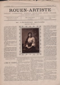 France  Journal Rouen Artiste Leontine Mendes Chanteuse Opera Comique Ancienne Photo Fontaine 1883